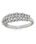 3 Rows Ring Silver Cubic Zirconia | Iluka Jewellery<