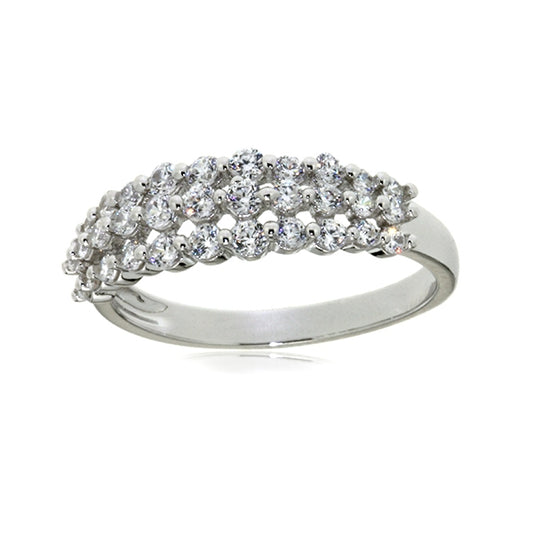 3 Rows Ring Silver Cubic Zirconia | Iluka Jewellery<