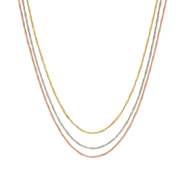 Multi Layer tri Colour Silver Necklace | Iluka Jewellery