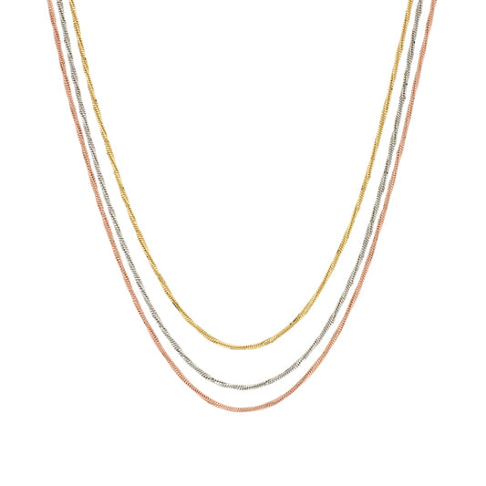 Multi Layer tri Colour Silver Necklace | Iluka Jewellery