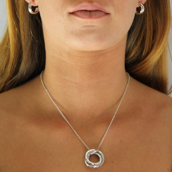 Triple Twist Silver Pendant and Chain | Iluka Jewellery