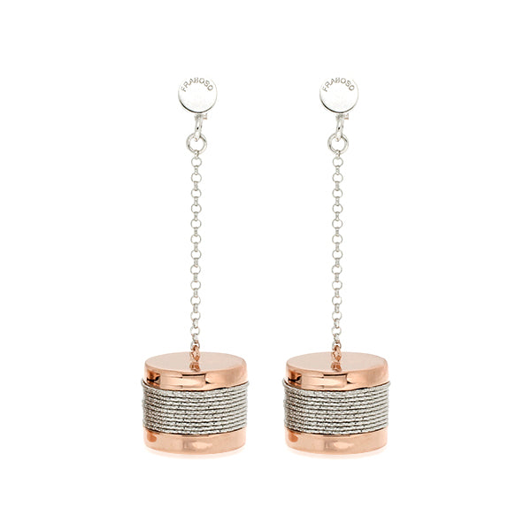 Italian Rose Gold Barrel Sterling Silver Earrings| Iluka Jewellery