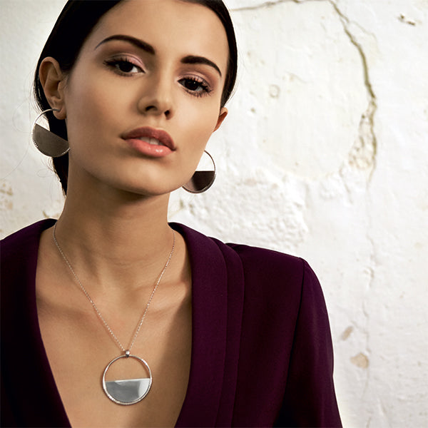 Fabroso Half Moon Silver Pendant & Chain | Iluka Jewellery