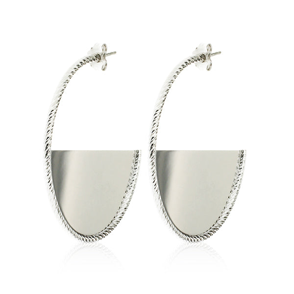 Fabroso Half Moon Hoop Silver Earrings | Iluka Jewellery