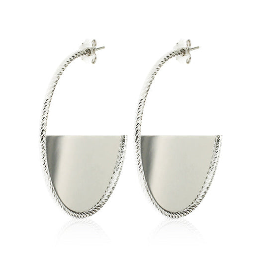 Fabroso Half Moon Hoop Silver Earrings | Iluka Jewellery