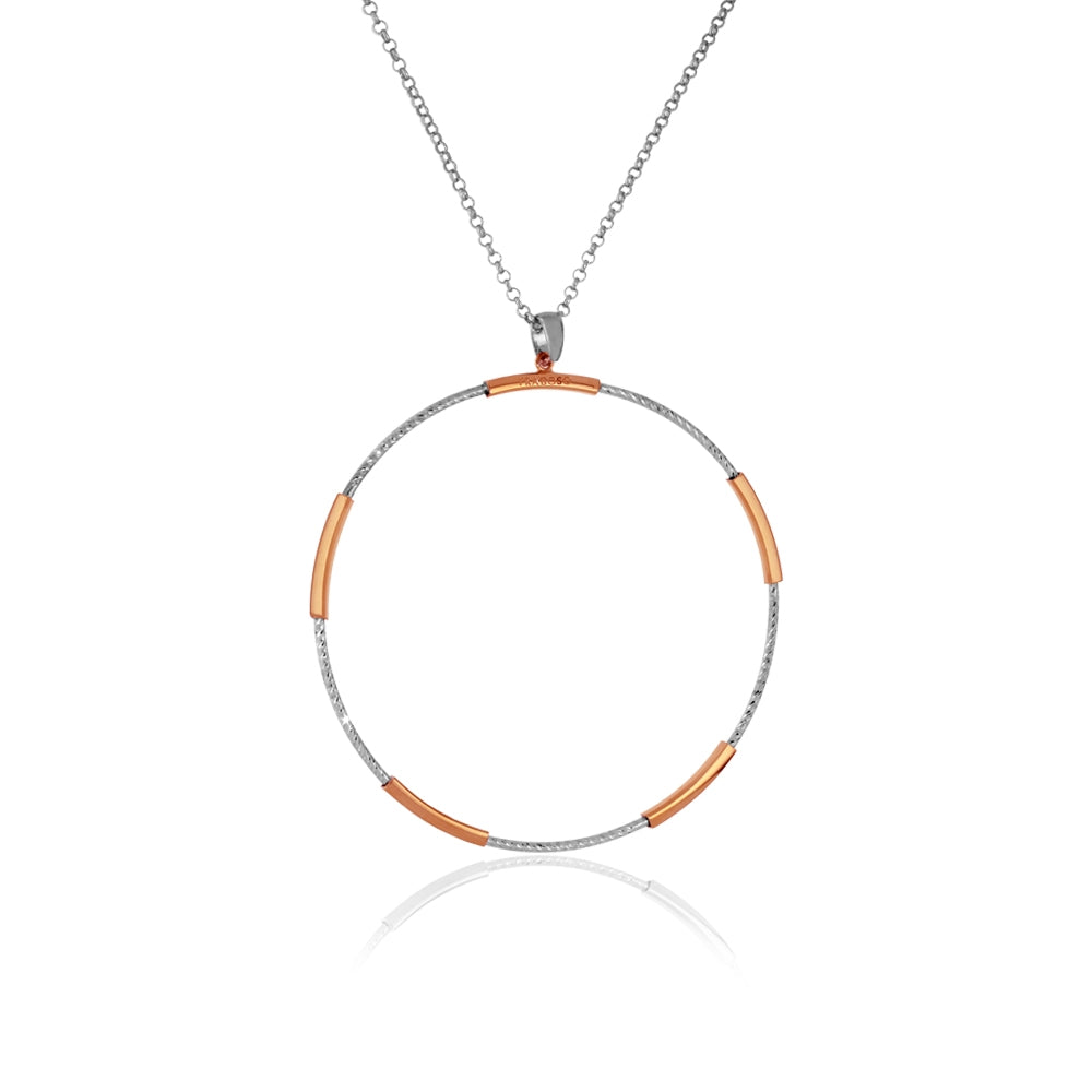 Open Circle Rose Gold Silver Pendant & Chain | Iluka Jewellery