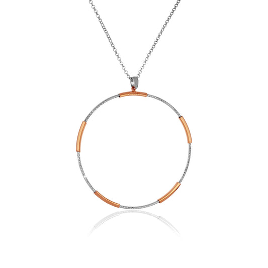 Open Circle Rose Gold Silver Pendant & Chain | Iluka Jewellery