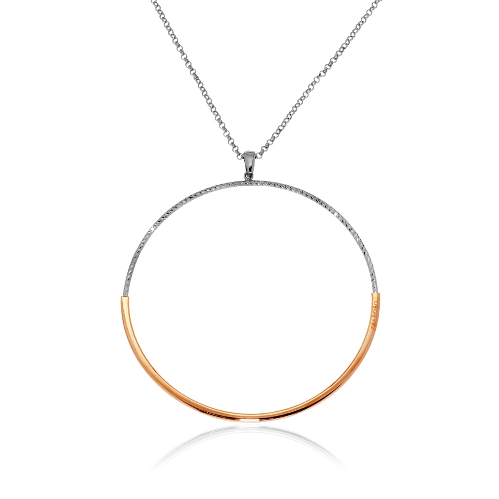 Two Tone Silver Circle Necklace