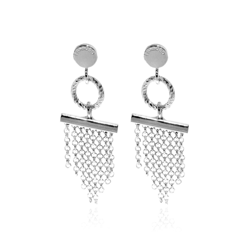 Geometric Tassel Silver Earrings | Iluka Jewellery