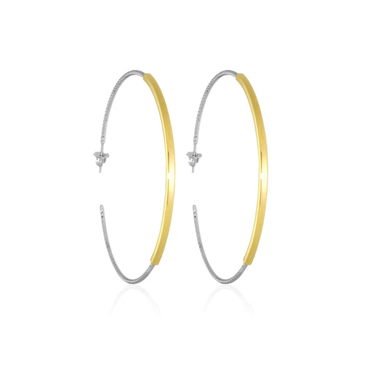 Fraboso Shimmering Bar Hoop Silver Gold Earrings | Iluka Jewellery