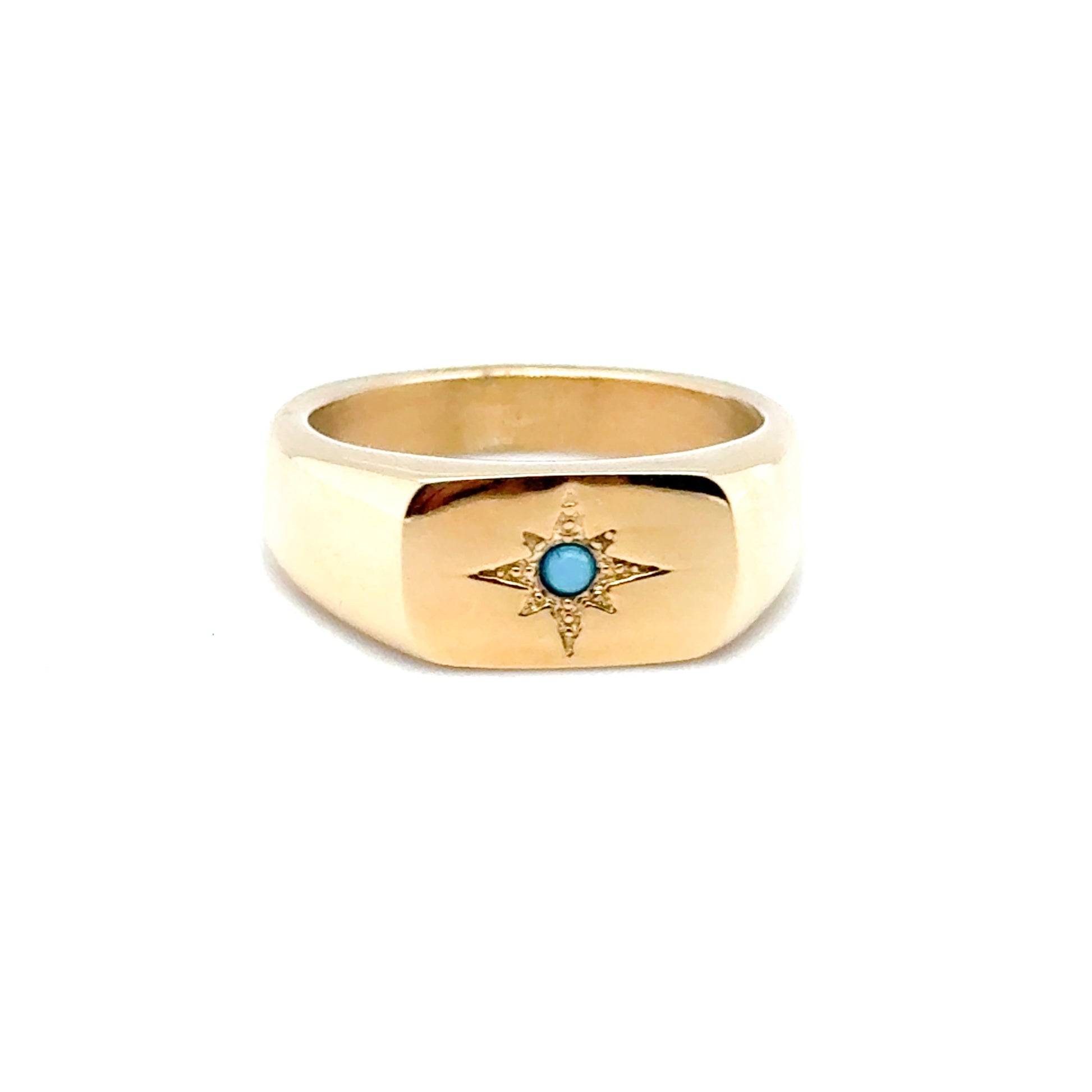 Star Ring with Turquoise Inlay Signet