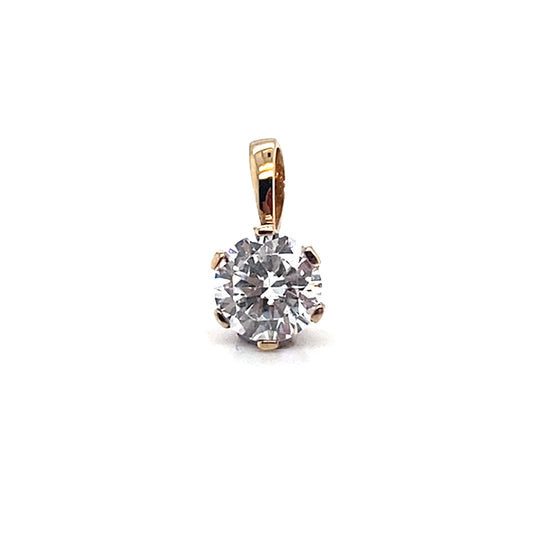 CZ Solitaire Gold Pendant | Iluka Jewellery