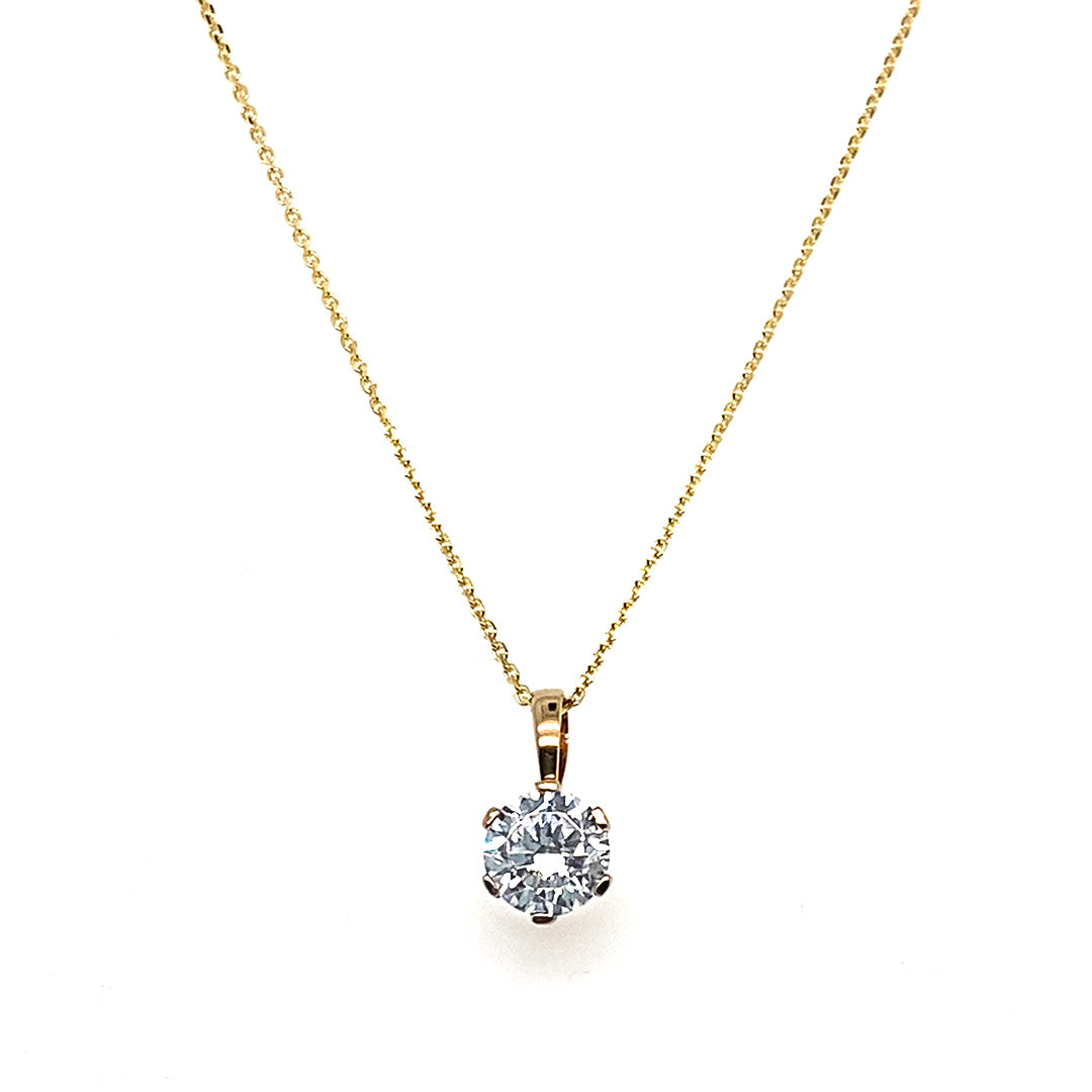 CZ Solitaire Gold Pendant | Iluka Jewellery