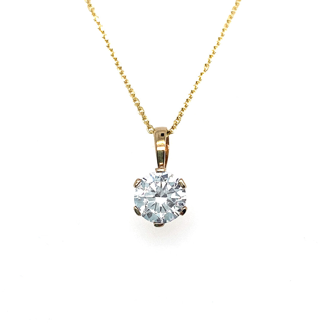 CZ Solitaire Gold Pendant | Iluka Jewellery