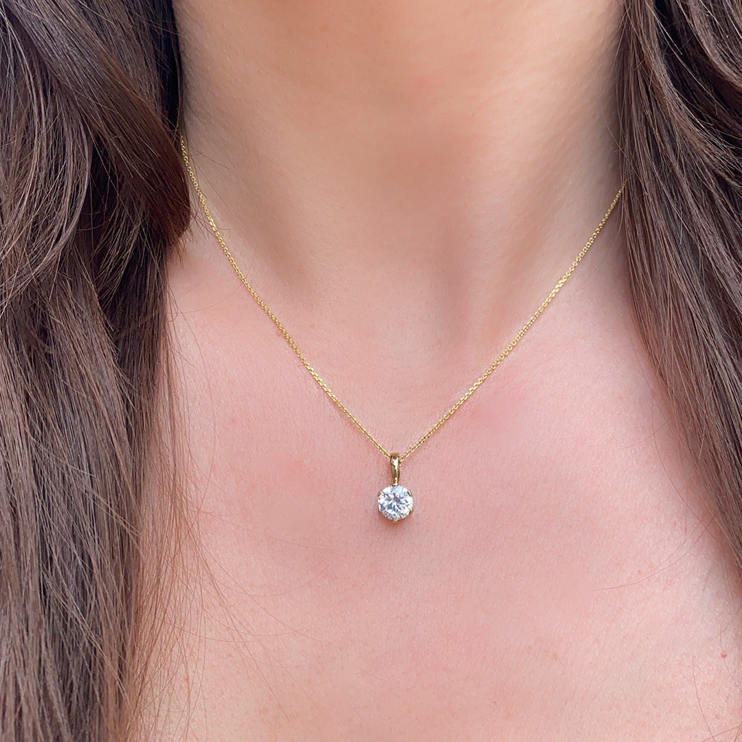 CZ Solitaire Gold Pendant | Iluka Jewellery