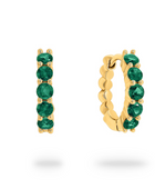 Single-Row Claw Set Emerald Stones Huggies Gold Earrings | Iluka Jewellery