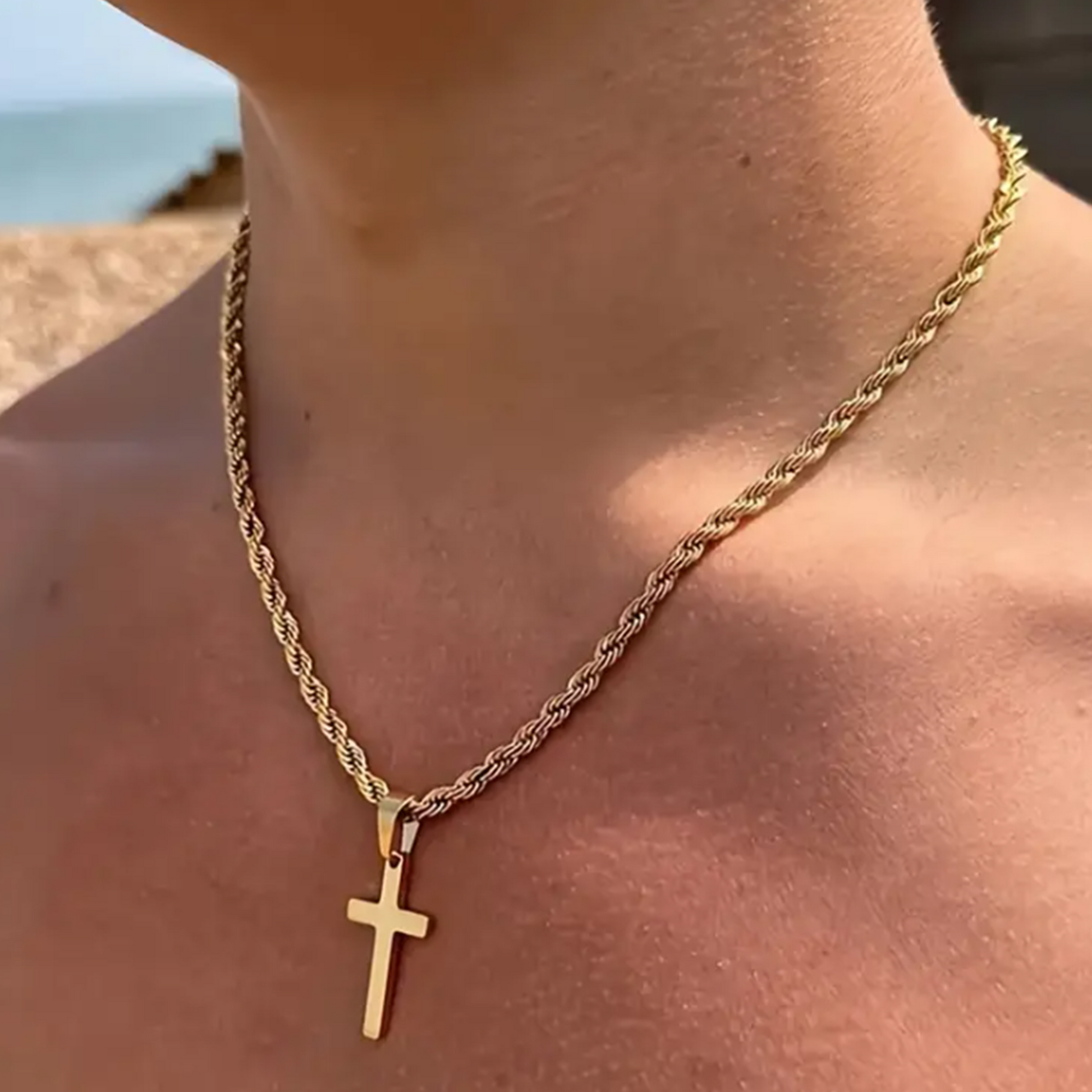 Rope & Cross Necklace