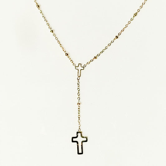 Double Silhouette Cross Necklace