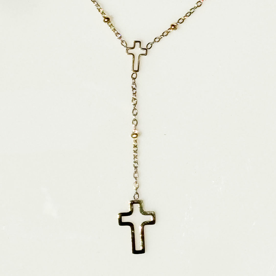 Double Silhouette Cross Necklace