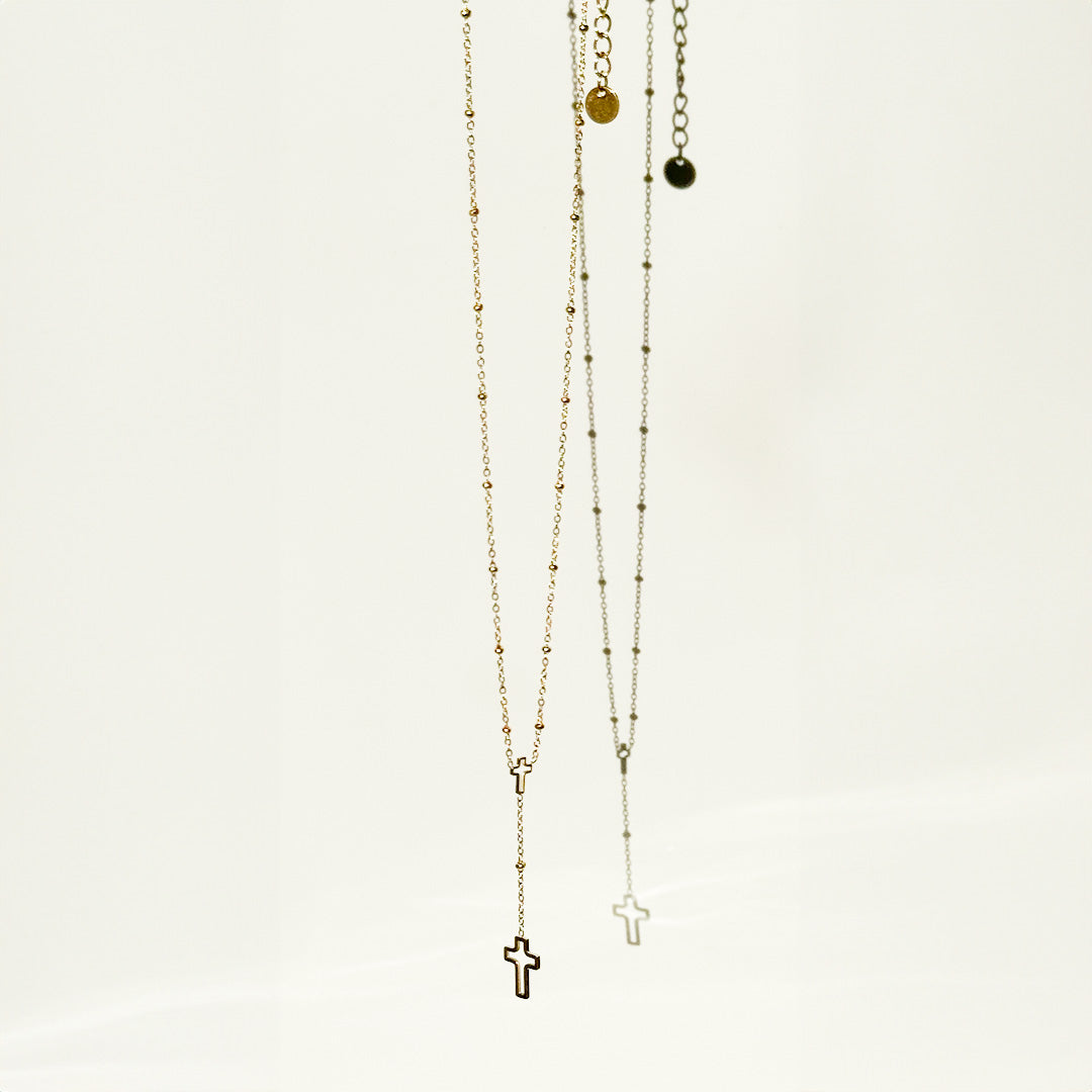 Double Silhouette Cross Necklace