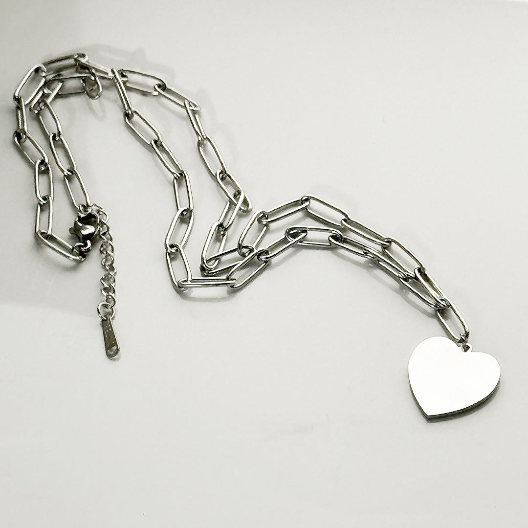 Heart On Paper Clip Chain