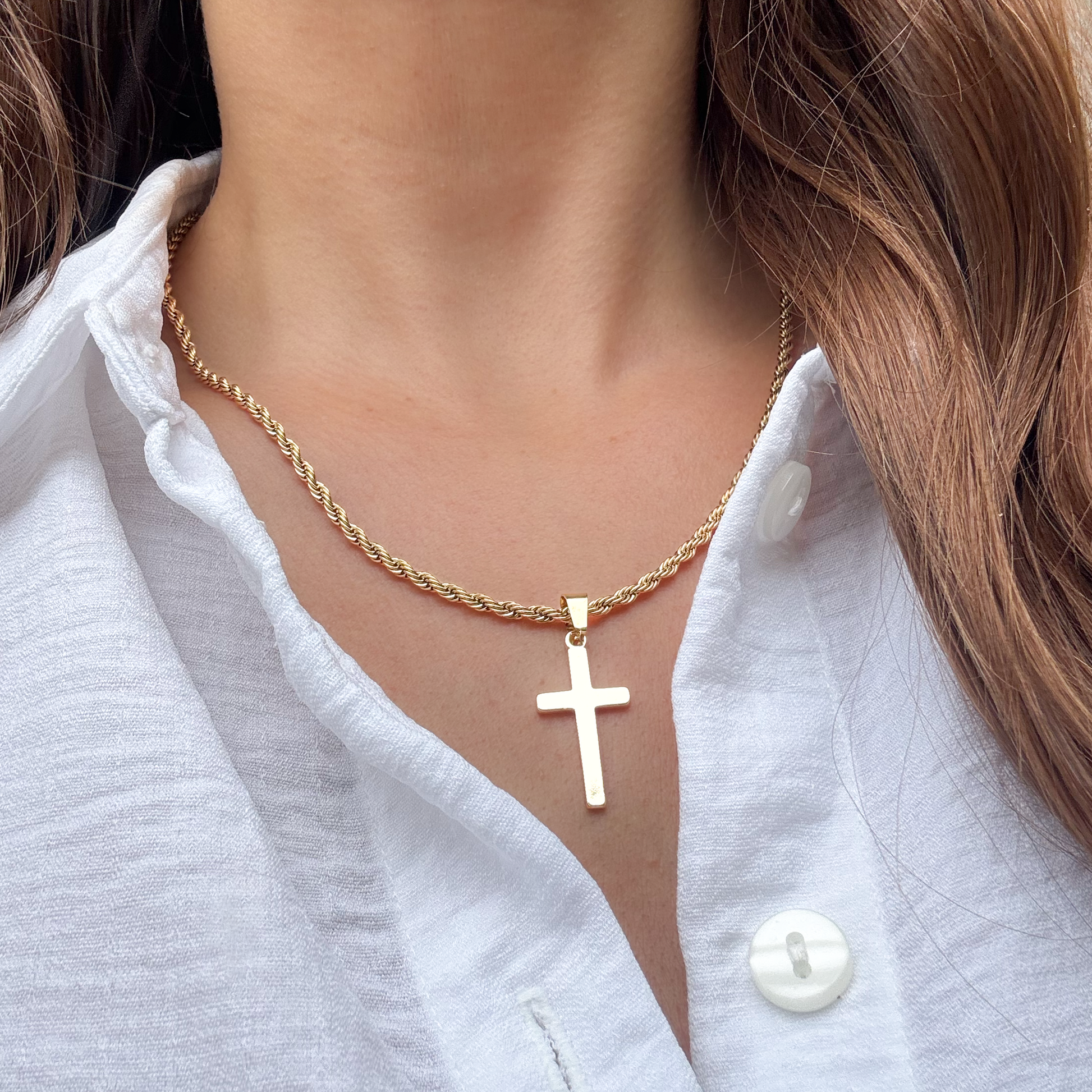 Rope & Cross Necklace