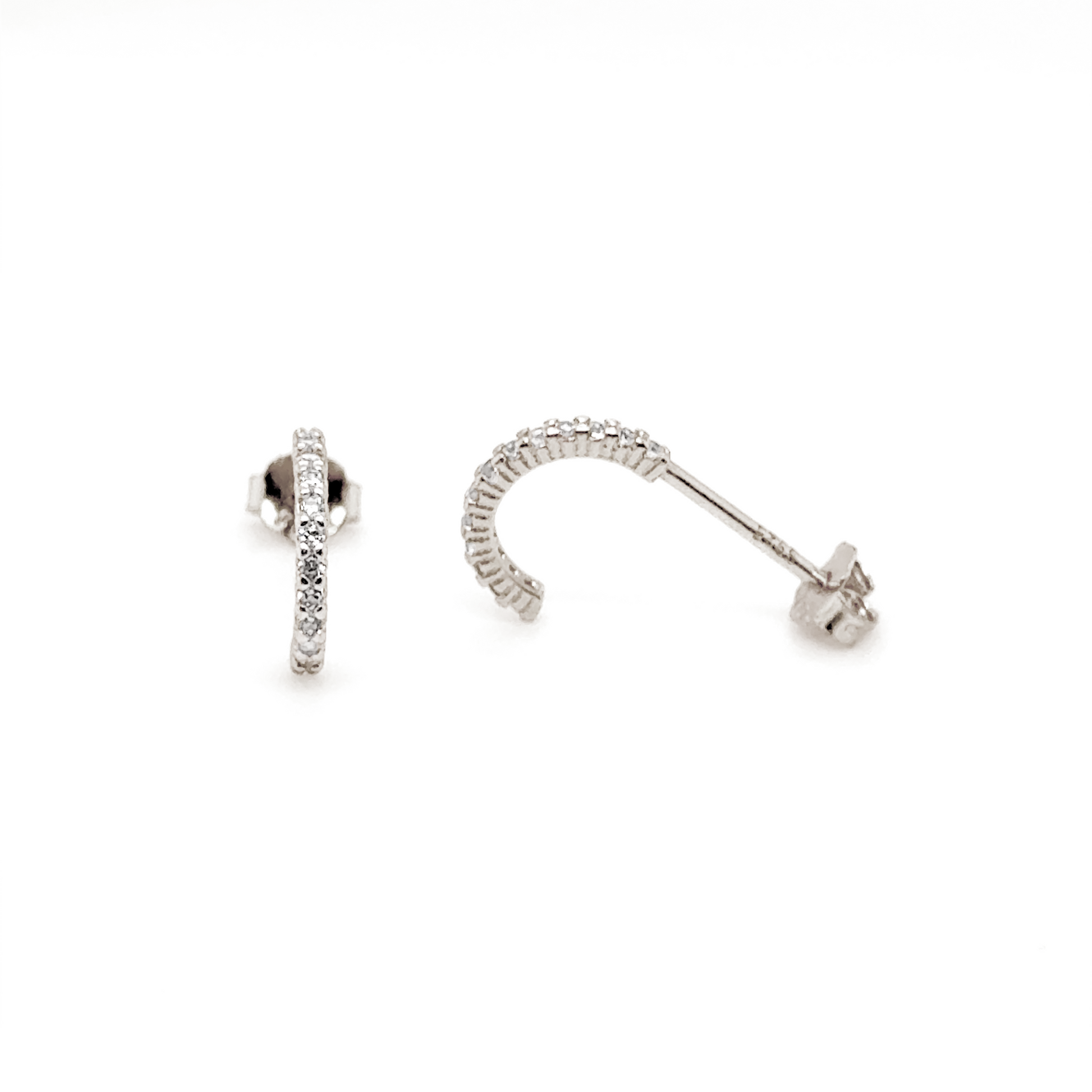 Half Round Zirconia Earrings