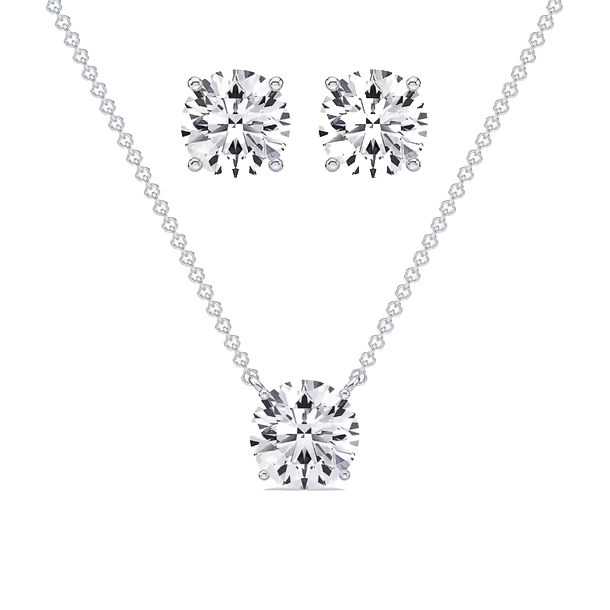 Solitaire CZ necklace and earring set