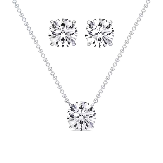 Solitaire CZ necklace and earring set