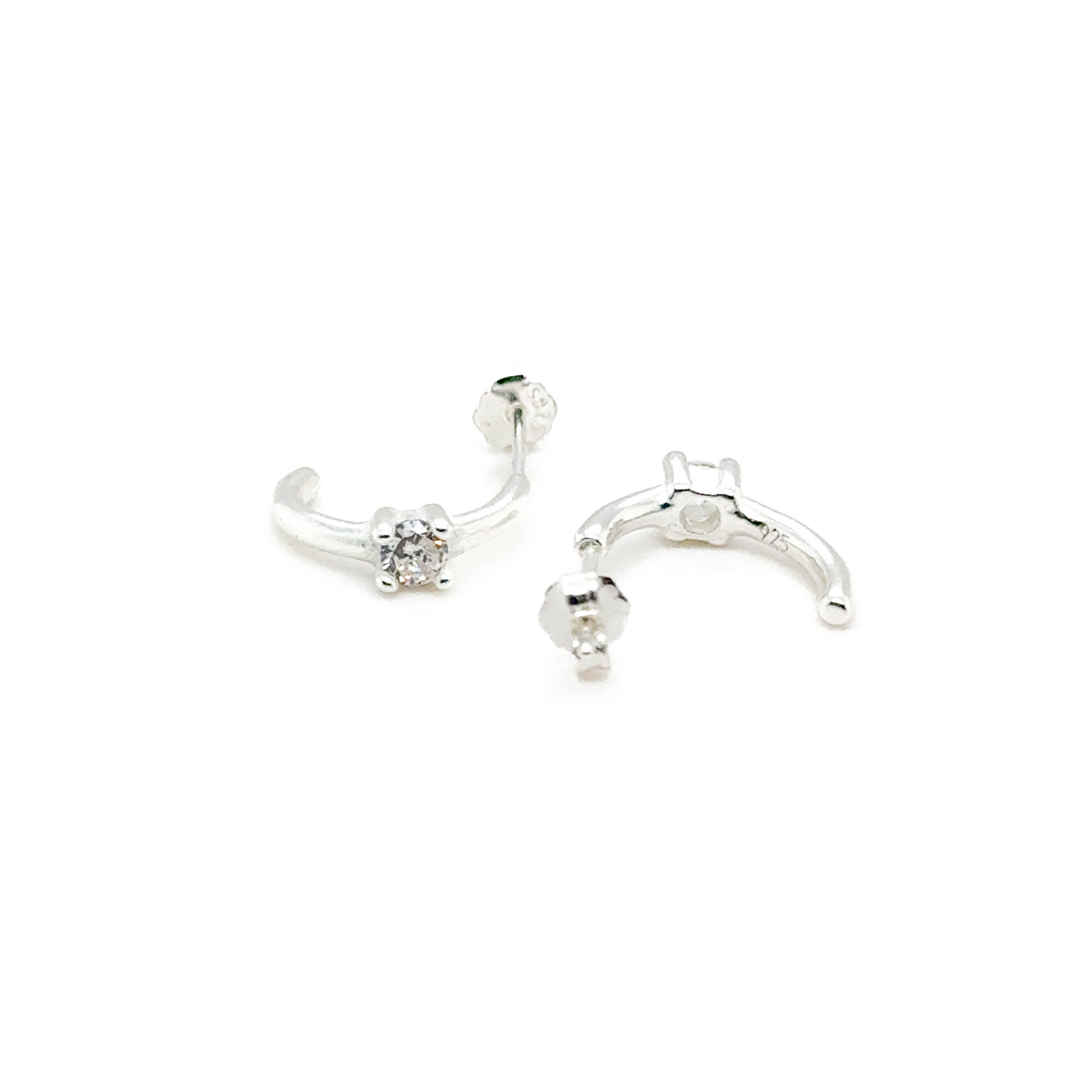 Half Circle Zirconia Studs