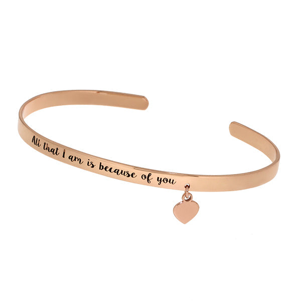 Cuff Silver bangle "All that I am is because you" | Iluka Jewellery