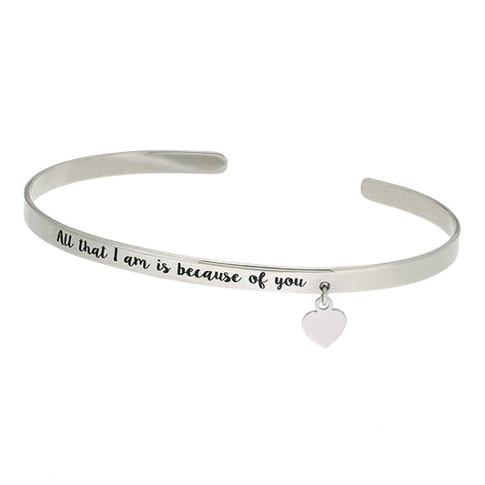 Cuff Silver bangle "All that I am is because you" | Iluka Jewellery