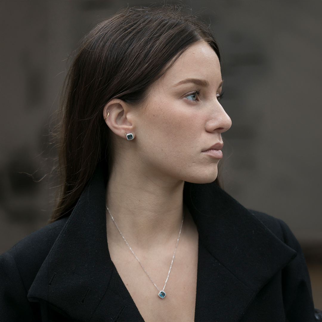 London Blue Topaz & Cubic Silver Earrings