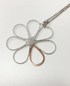 Two Tone Cubic Zirconia Daisy pendant & chain