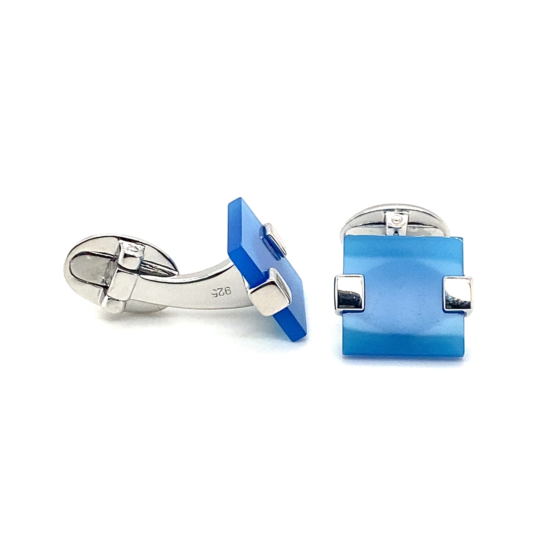 Square Blue Silver Cufflinks | Iluka Jewellery