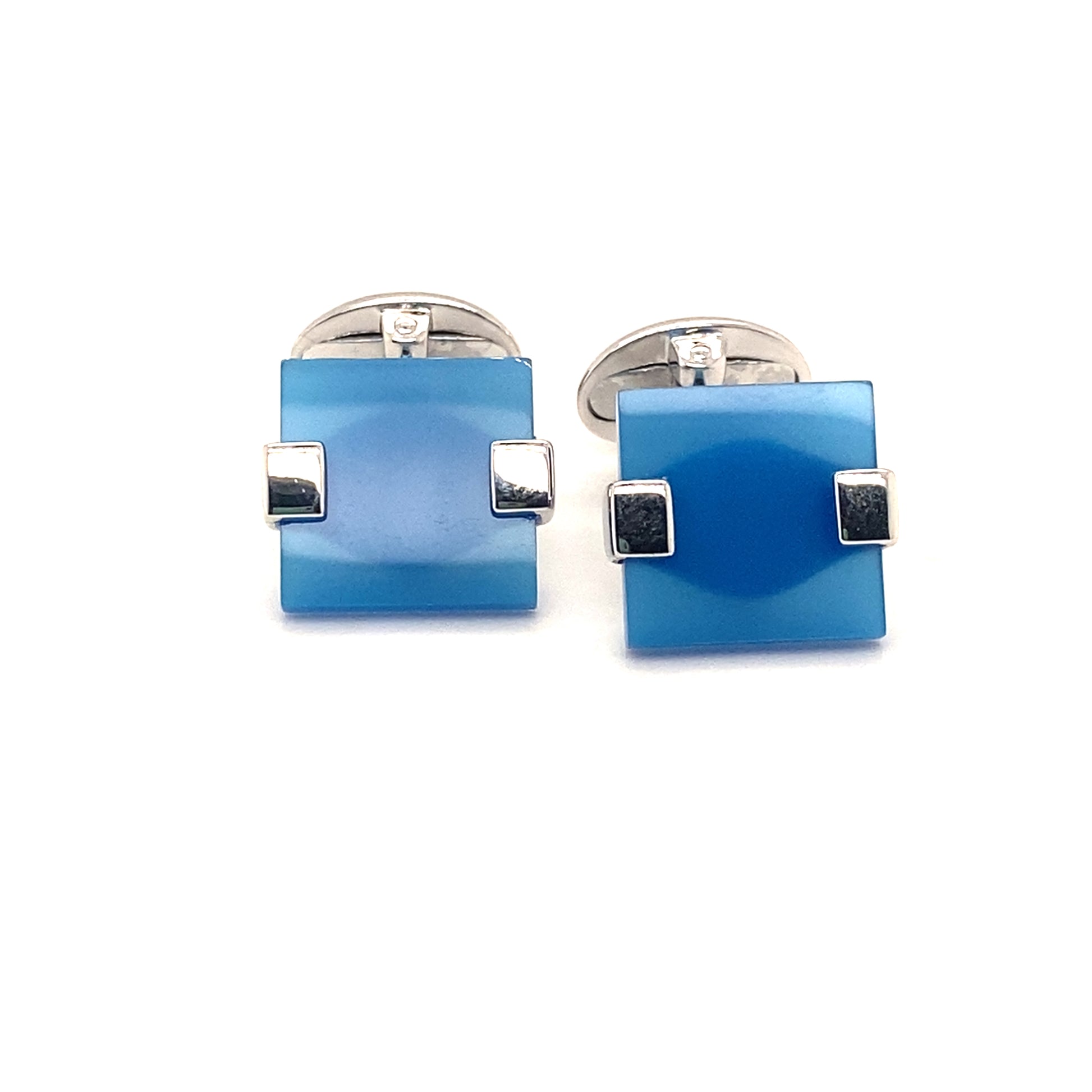 Square Blue Silver Cufflinks | Iluka Jewellery