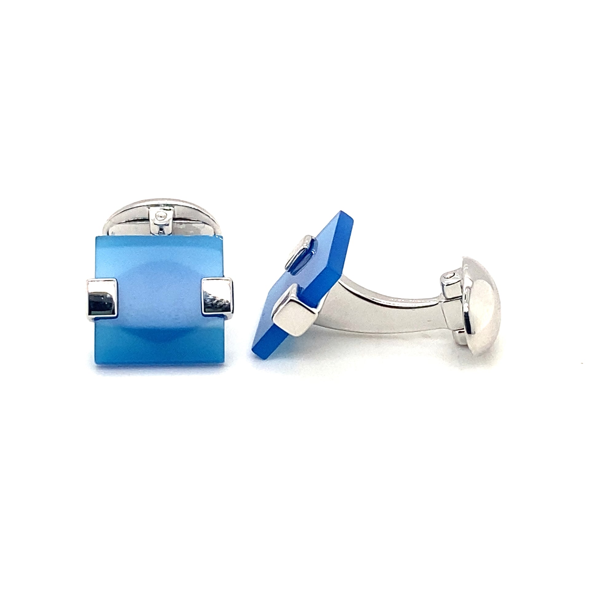 Square Blue Silver Cufflinks | Iluka Jewellery