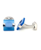 Square Blue Silver Cufflinks | Iluka Jewellery