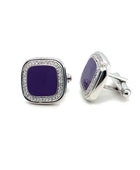 Square Purple & Crystals Silver Cufflink | Iluka Jewellery