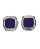 Square Purple & Crystals Silver Cufflink | Iluka Jewellery