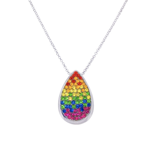 Rainbow Swarovski Crystal Tear Necklace | Iluka Jewellery