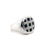 Black Squares & Cubic Zirconia Silver Ring