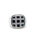 Black Squares & Cubic Zirconia Silver Ring