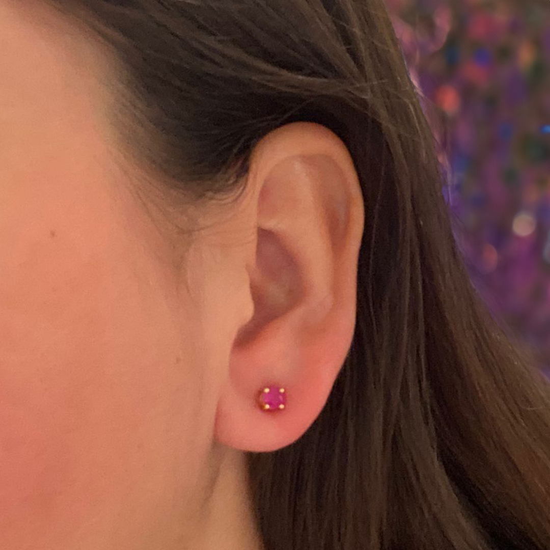 Burmese Ruby Gold Studs