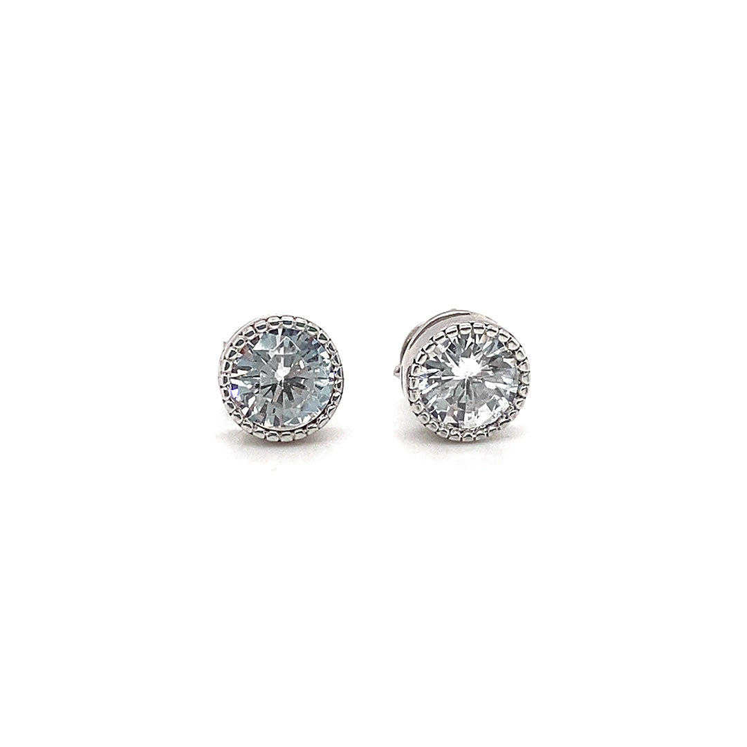  Sybella Rounded Silver Cubic Zirconia Studs 6mm | Iluka Jewellery