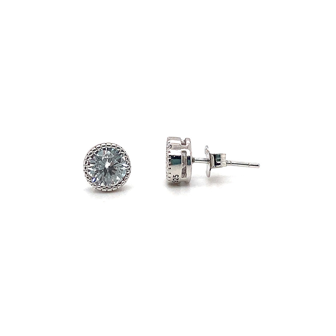  Sybella Rounded Silver Cubic Zirconia Studs 6mm | Iluka Jewellery