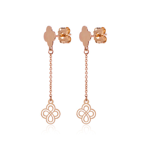 Clover Drop Rose Gold Earrings | Iluka Jewellery