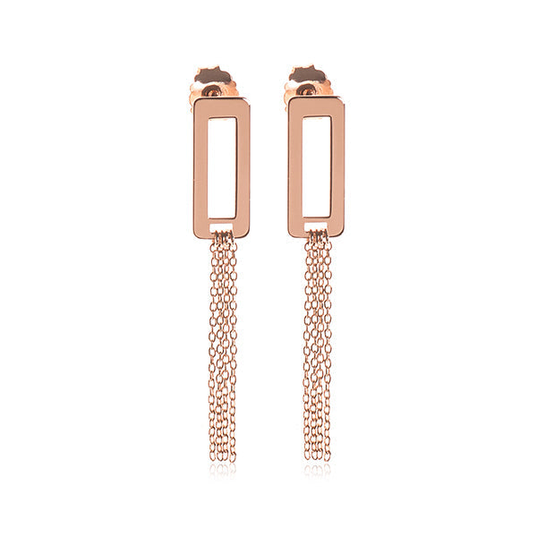 Rectangle Tassel Rose Gold Earrings | Iluka Jewellery