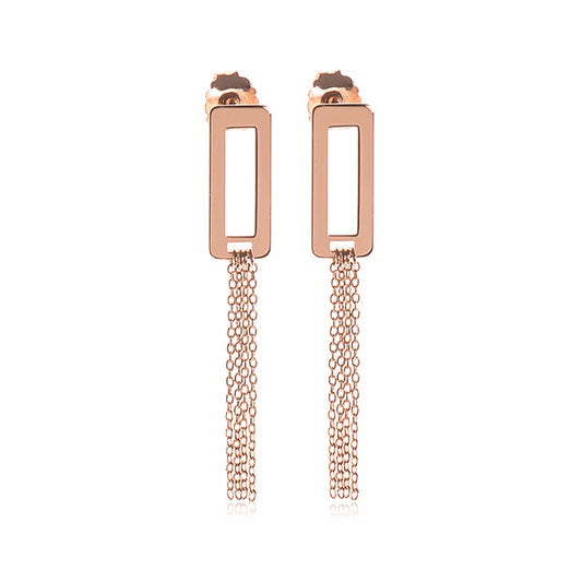 Rectangle Tassel Rose Gold Earrings | Iluka Jewellery