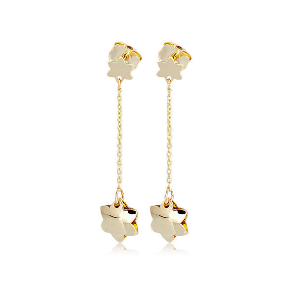 Galeiras Double Flower Gold Drop Earrings | Iluka Jewellery